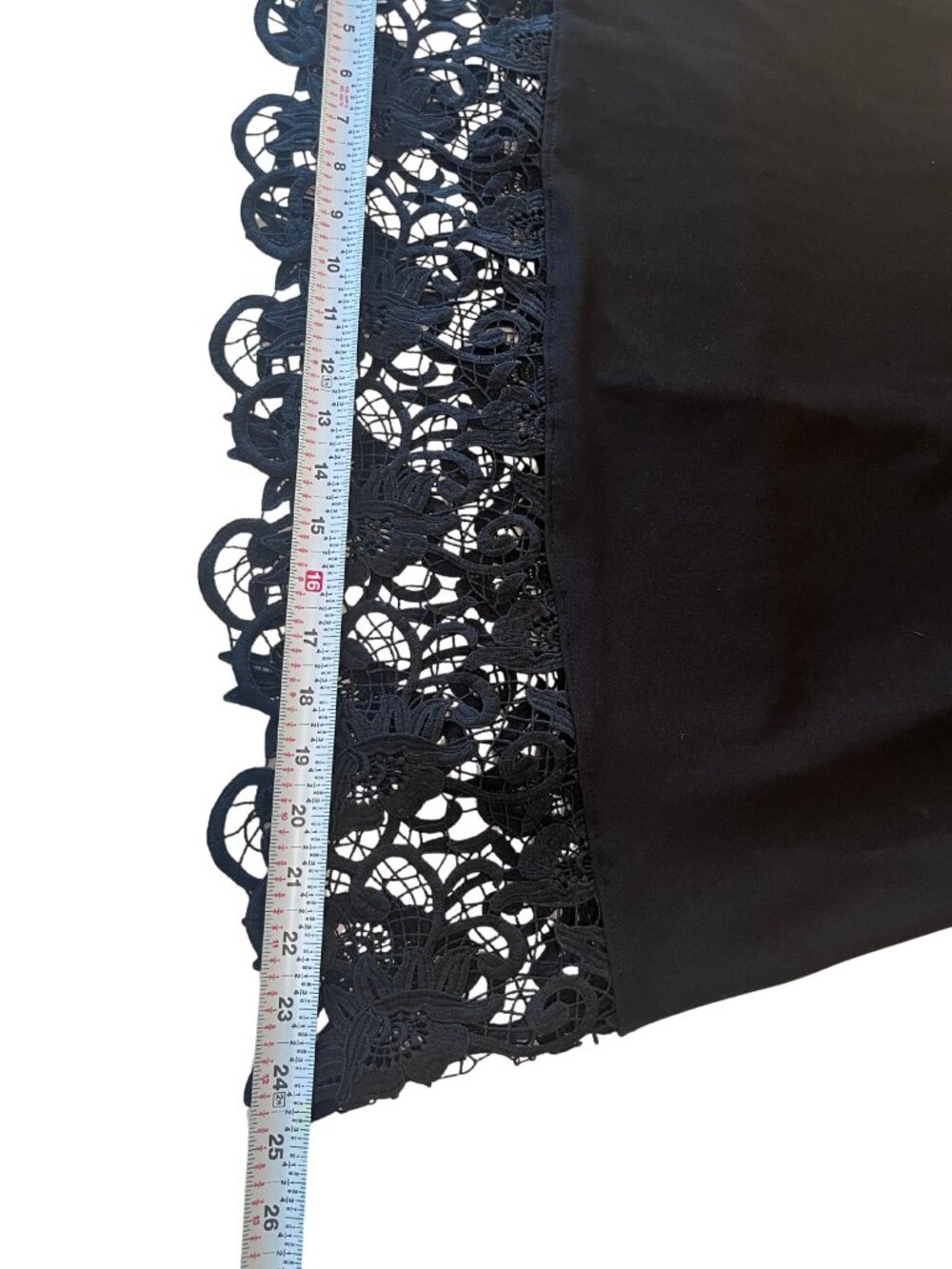 Classic Timeless Elegant Black Crepe Lace Trim Sleeveless Midi Shift Dress - Picture 9 of 9
